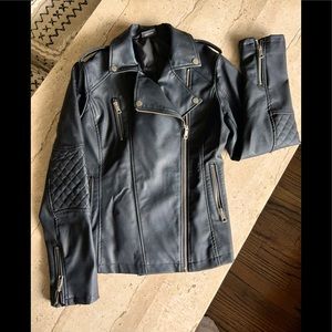Faux leather moto jacket
